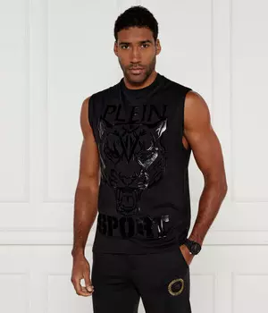 Майка мужская Plein Sport с глянцевым принтом, черный