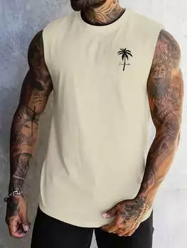 Майка мужская с принтом, бежевый