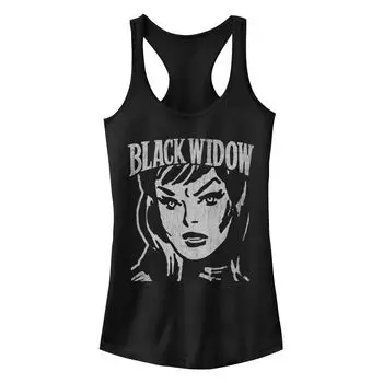 Майка на бретелях с портретом в стиле ретро в винтажном стиле Marvel Black Widow для юниоров Licensed Character, черный