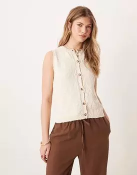 Майка на пуговицах ASOS DESIGN из трикотажного полотна цвета экрю