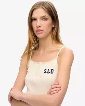 Майка на пуговицах с графическим принтом Athletic Essentials Superdry, кремовый