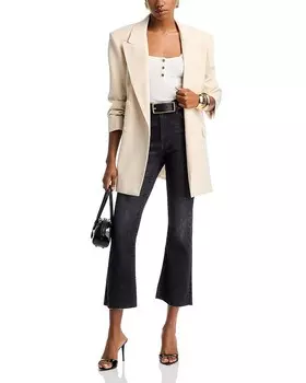 Майка на пуговицах в рубчик FRAME с овальным вырезом и пуговицами, белый