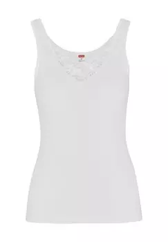 Майка на широких бретелях, кружевная, женская Con-Ta, белый