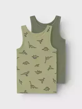 Майка Name It "NMMTANK TOP 2P SAGE DINO NOOS" (комплект, 2 шт.), цвет Sage
