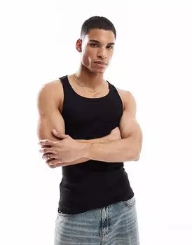 Майка New Look Muscle Fit Rib черного цвета