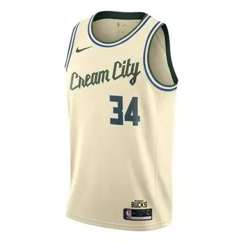 Майка Nike Nba SW Fan Edition Milwaukee Bucks Alphabet 34 City Jersey Beige Creamy, цвет creamy