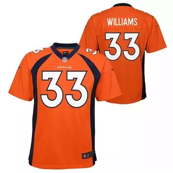 Майка Nike Youth Denver Broncos Javonte Williams № 33 оранжевого цвета