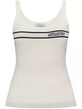 Майка Off-White с логотипом в технике интарсия, белый