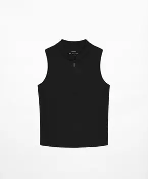 Майка Oysho Sleeveless zip, черный