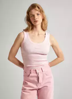 Майка Pepe Jeans "LANE" с небольшой вышивкой логотипа в тон, розовый