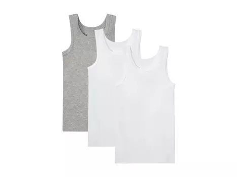 Майка Peperts! для мальчика, 3 шт., из чистого хлопка, серый/белый