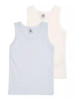 Майка PETIT BATEAU, цвет Light blue/Wool white
