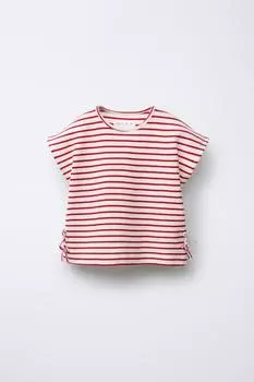 Майка-пике в полоску ZARA, красный