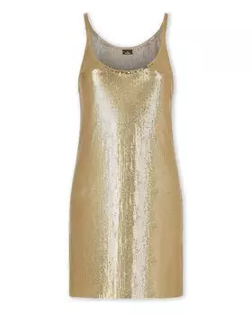Майка-платье Mini Dress с сетчатыми вставками Rabanne, золотой