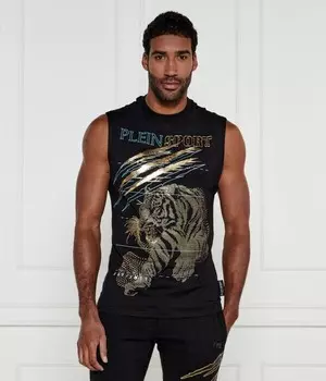 Майка Plein Sport Lamina Tiger Regular Fit, черный