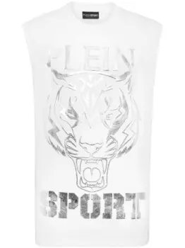 Майка Plein Sport с круглым вырезом и принтом тигра, белый