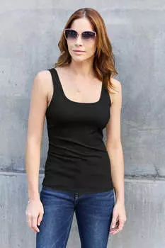 Майка полного размера с квадратным вырезом и широкими лямками FASHNZFAB, черный