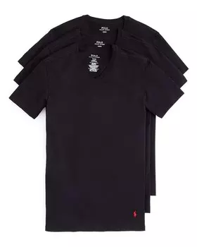 Майка приталенного кроя с V-образным вырезом Polo Ralph Lauren, 3 шт, черный