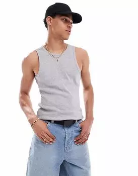 Майка Pull&Bear в рубчик серого цвета