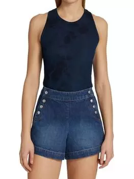 Майка Raquel Allegra со спиной-борцовкой, окрашенная в технике тай-дай, navy