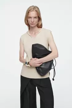 Майка рельефной вязки с капюшоном Cos, белый