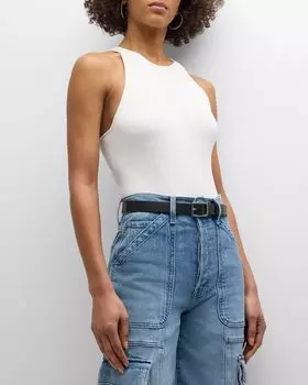 Майка Reza в рубчик с гоночной спинкой SIMKHAI, цвет White