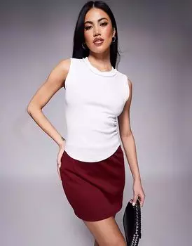 Майка River Island в рубчик белого цвета