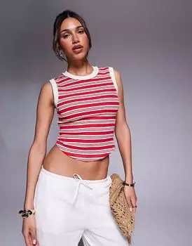 Майка River Island в рубчик красного цвета