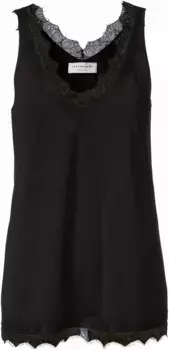 Майка Rosemunde "Billie Tank Top" с красивой винтажной кружевной отделкой на V-образном вырезе и подоле, черный