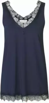 Майка Rosemunde "Billie Tank Top" с красивой винтажной кружевной отделкой на V-образном вырезе и подоле, синий
