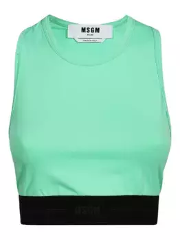 Майка с эластичным поясом MSGM, зеленый