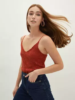 Майка с этническим рисунком и V-образным вырезом LCWAIKIKI Classic