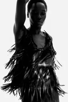 Майка с бахромой и покрытием H&M, черный