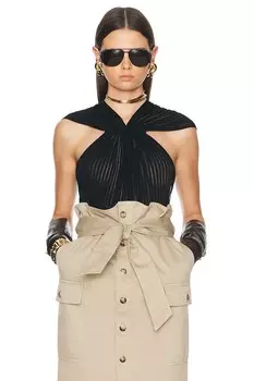 Майка с бретелькой на шее Saint Laurent, цвет Noir