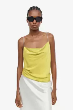 Майка с бретелями со стразами H&M, желтый