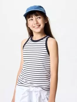 Майка с чашечками в рубчик Uniqlo, цвет 00 белый
