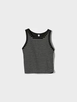 Майка с чашечками в рубчик Uniqlo, цвет 09 черный