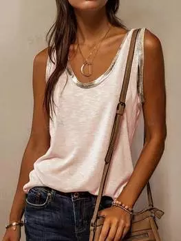 Майка с цветными блоками и окантовкой, розовый