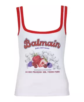 Майка с фруктовым принтом Balmain, белый