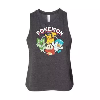Майка с гоночной спиной и узором Pokemon Squares для юниоров Licensed Character, серый