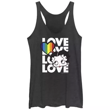 Майка с графическим изображением Betty Boop Pride Thinking Love Word Stack для юниоров Tri-Blend Racerback Licensed Character