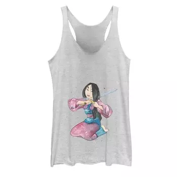 Майка с графическим рисунком для юниоров Disney's Mulan First Cut Watercolor Pose Licensed Character, цвет White Heather