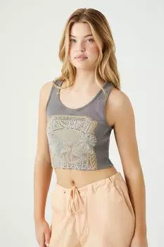 Майка с графическим рисунком Фестиваль мира Forever 21, угольный