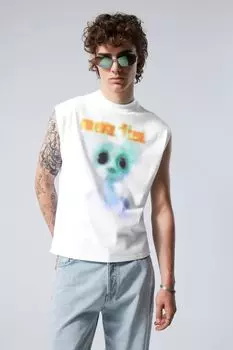 Майка с графическим рисунком свободного кроя Weekday, белый