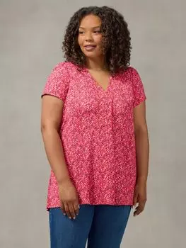 Майка с короткими рукавами и складками спереди Live Unlimited Curve, розовый