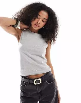 Майка с круглым вырезом ASOS DESIGN серого меланжевого цвета