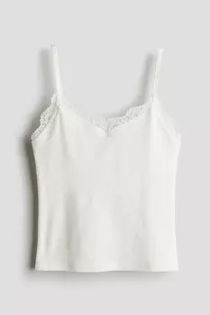 Майка с кружевной отделкой H&M, белый