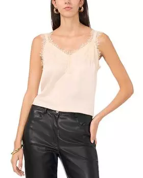 Майка с кружевной отделкой VINCE CAMUTO, коричневый/бежевый