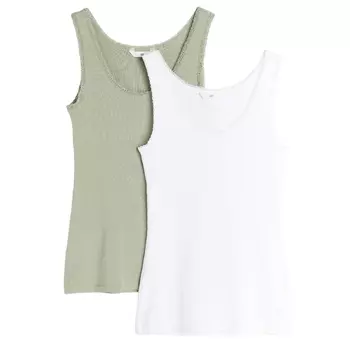 Майка с кружевом H&M 2 шт, бело-зеленый