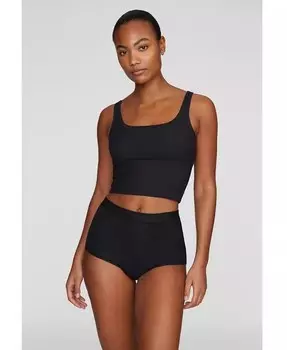 Майка с квадратным вырезом - модальный шелк в рубчик CUUP, черный